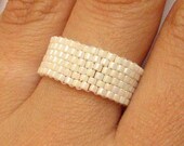 White Delicacy peyote ring - delica beads, peyote, custom size