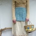 Wilderness Apron, hand knitted in blue mohair-mix fancy yarn, layered look, Ready to Ship