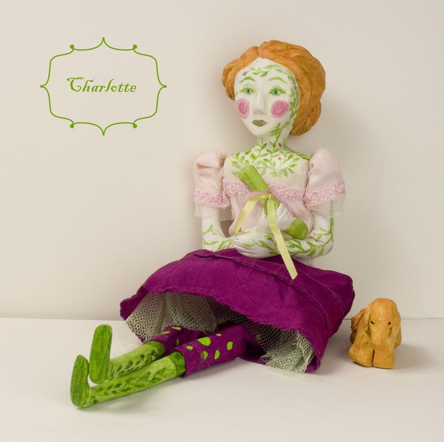 Charlotte and her dog Rufus - OOAK Art Doll