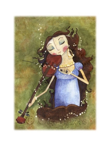 Musical Ladies Series Violin 8.5 x 11 Print