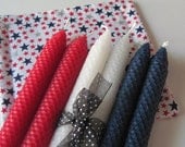 Red, White, and Blue Beeswax Candles