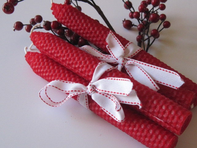Valentine Red Beeswax Candles