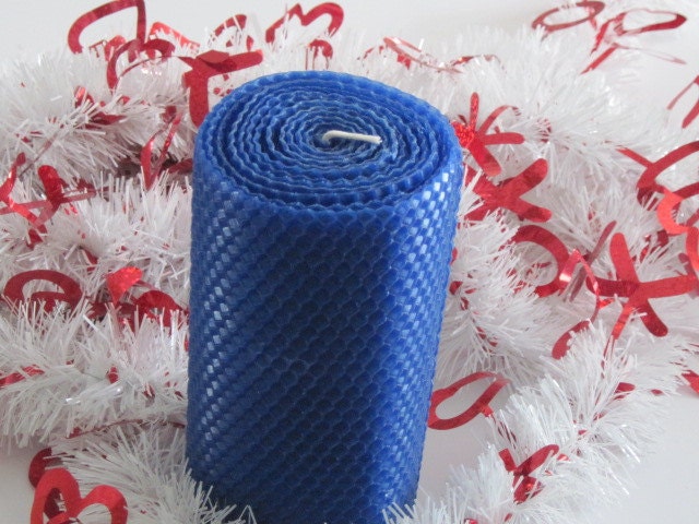 Cobalt Blue Beeswax Pillar Candle