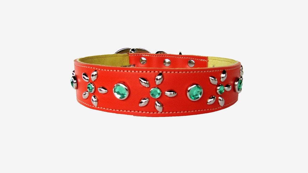 Custom Leather Dog Collar Orange Crush