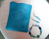 Blue Glass bead bracelet and earring set - akemanartist