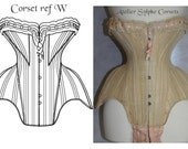 Ref W Antique Edwardian 19.40 inches waist size antique corset pattern and pictures