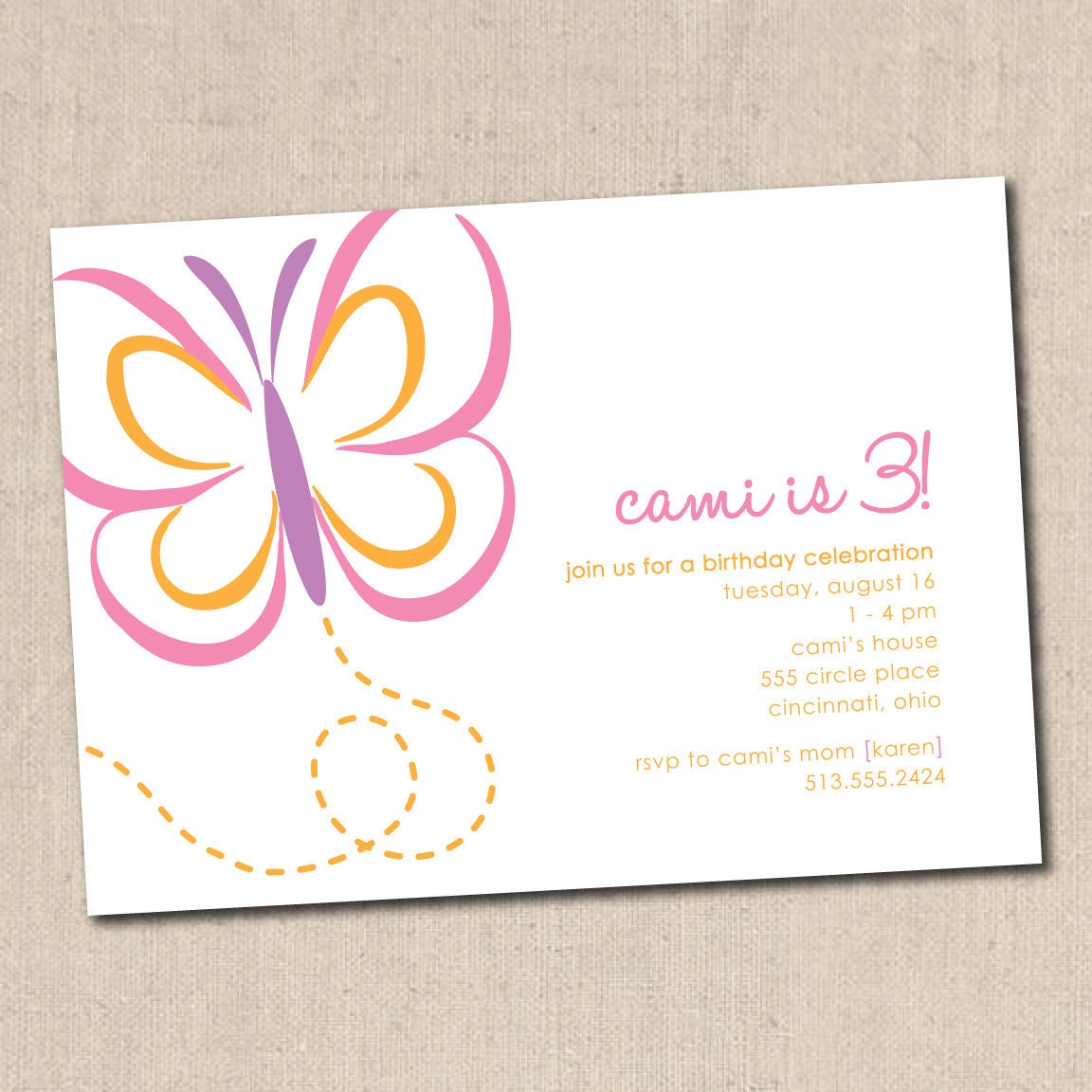 Butterfly Birthday Party Invitation