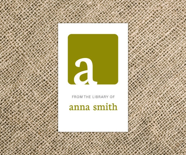 Bookplates - Modern Lowercase Initial Personalized Name Plates