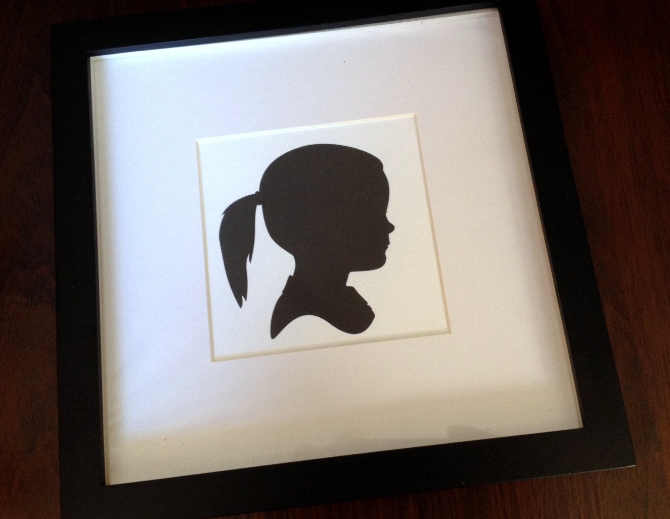 Custom Childrens Silhouette Portrait - Print Black and White