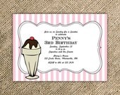 Ice Cream Birthday Invitation - Sundae Party, Vintage Ice Cream Shoppe
