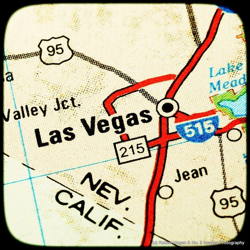 Las Vegas Nevada - What Happens in Vegas - See the USA Map Art - Travel Photography, Gift Idea