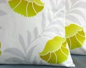 Yellow and grey floral pillow cover cushion cover pillow sham 14x14 Inch - Tulip Sunshine