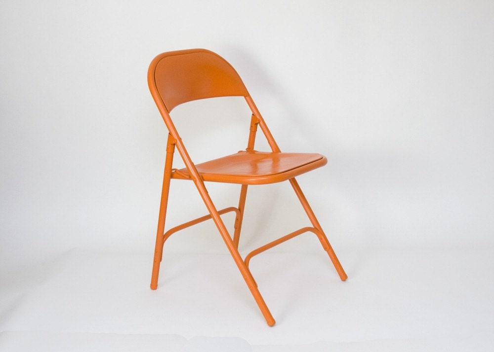 Orange Folding Metal Chair - Samson