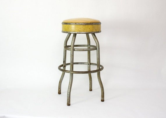 Mid Century Yellow Cosco Swivel Bar Stool by TomLaurus on Etsy