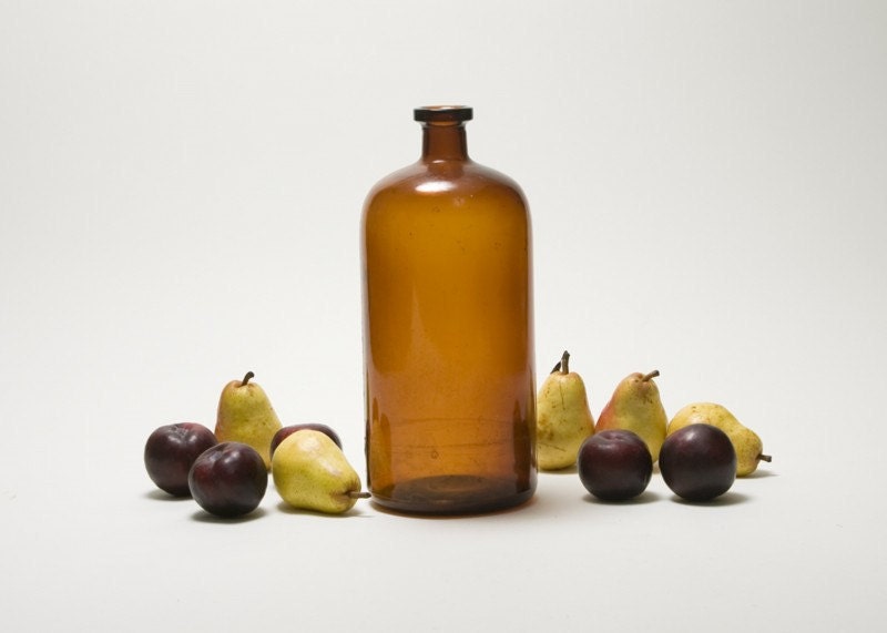 Apothecary Bottle - Amber, Large, Antique