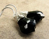 30% WINTER SALE Swarovski Crystal Earrings, Jet Black Baroque Sterling Silver challenevi