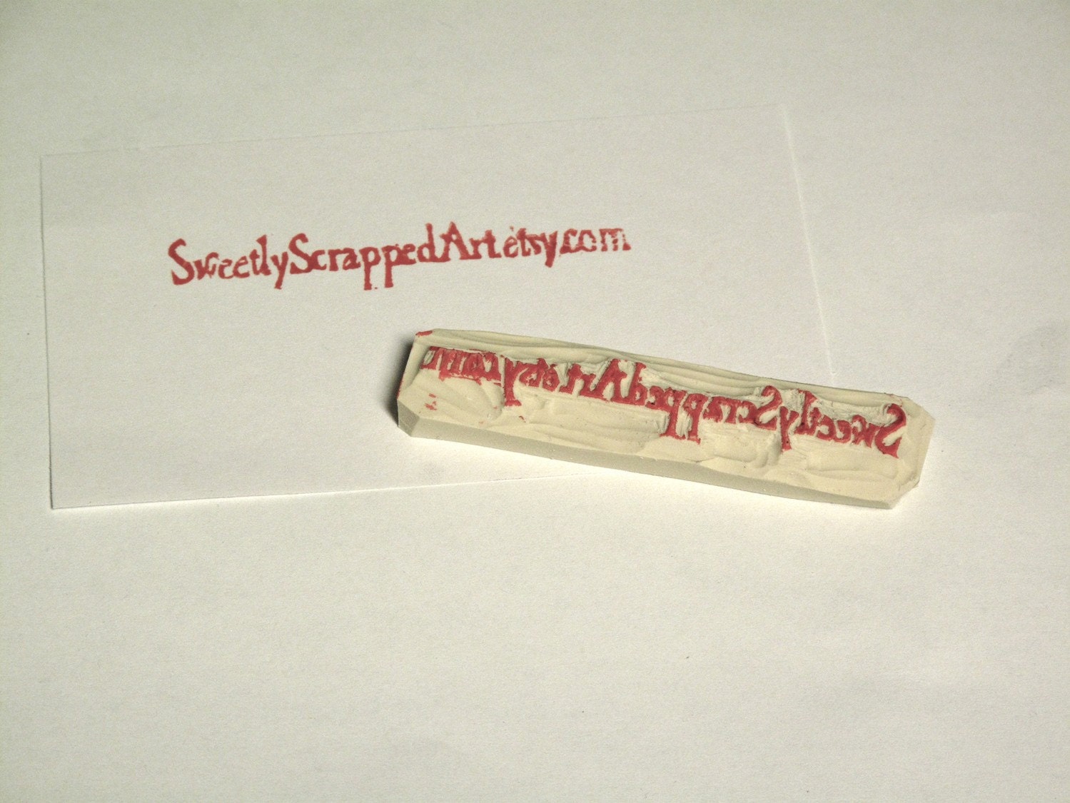 Hand-Carved Rubber Stamp with Your Shop URL . Web Address Stamp
