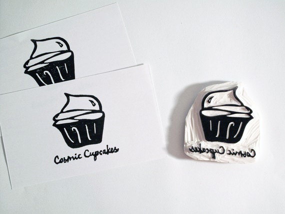 Hand-carved Rubber Stamp with Your Logo/Image . Logo Stamp . Unmounted . 2-3 Inches