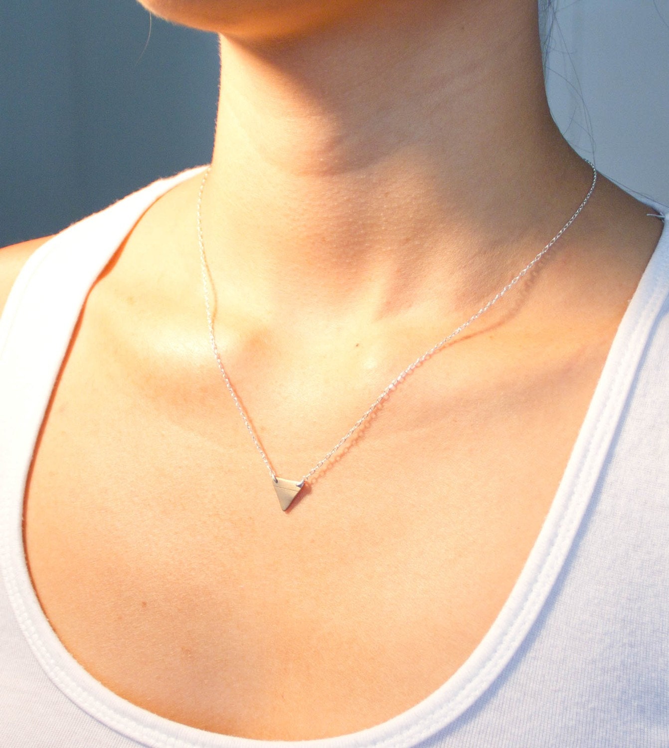 Single Arrowhead Necklace in Bronze w/Sterling Silver Chain