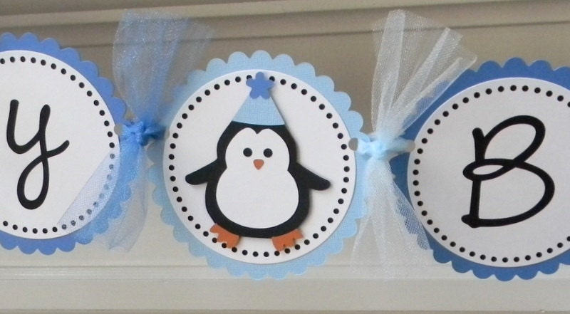 Blue Penguin "Happy Birthday" Party Banner Il_170x135