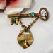 Skeleton key with rhinestones vintage brooch