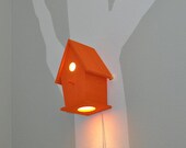 Avery in Munchkin Orange Modern Birdhouse Lamp for Baby Nursery
