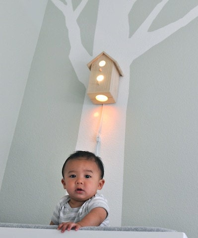Jasper Modern Birdhouse Lamp for Baby Nursery Wall Hanging Decor for Tree Decal