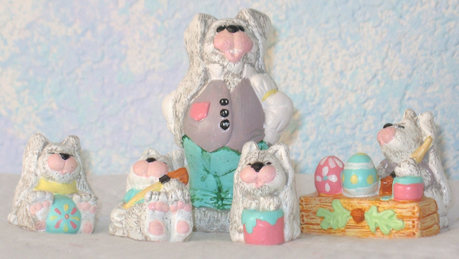 Handpainted Plaster - Dad & Boys Bunnies