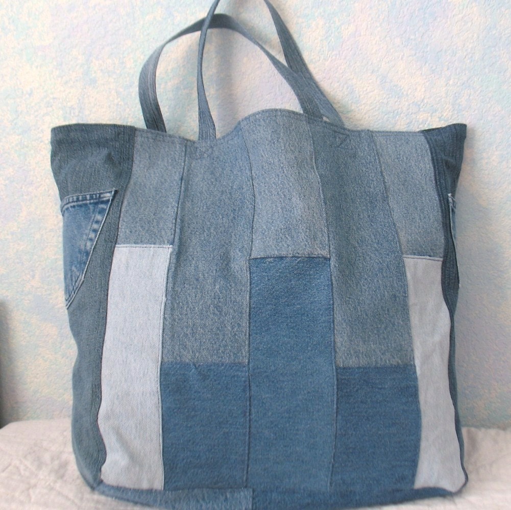 Shopping Bag Repurposed Denim Reusable