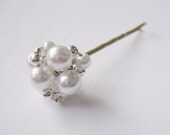 Swarovski Pearl Bobby Pins - Set of 5 with Beaded Silver Accent - HANNAH