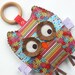 Daisy the Patchwork Owl Crinkle Toy comes with Detachable Organic Wood Teething Ring- Great Baby Girl Gift