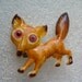 Vintage hand painted celluloid or early plastic FOX brooch / pin