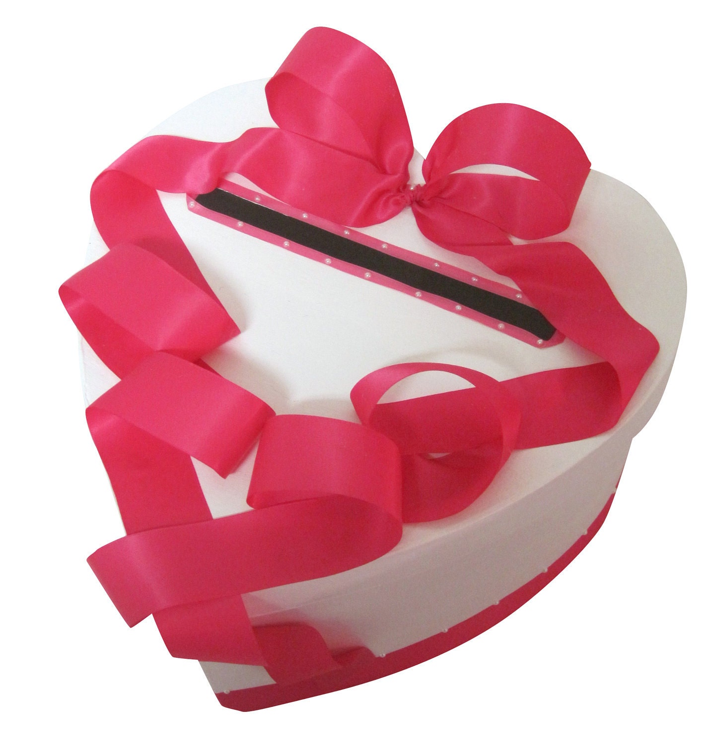 Heart Shaped Wedding Gift Card Box with Pearls, wishing well, money holder, centerpiece