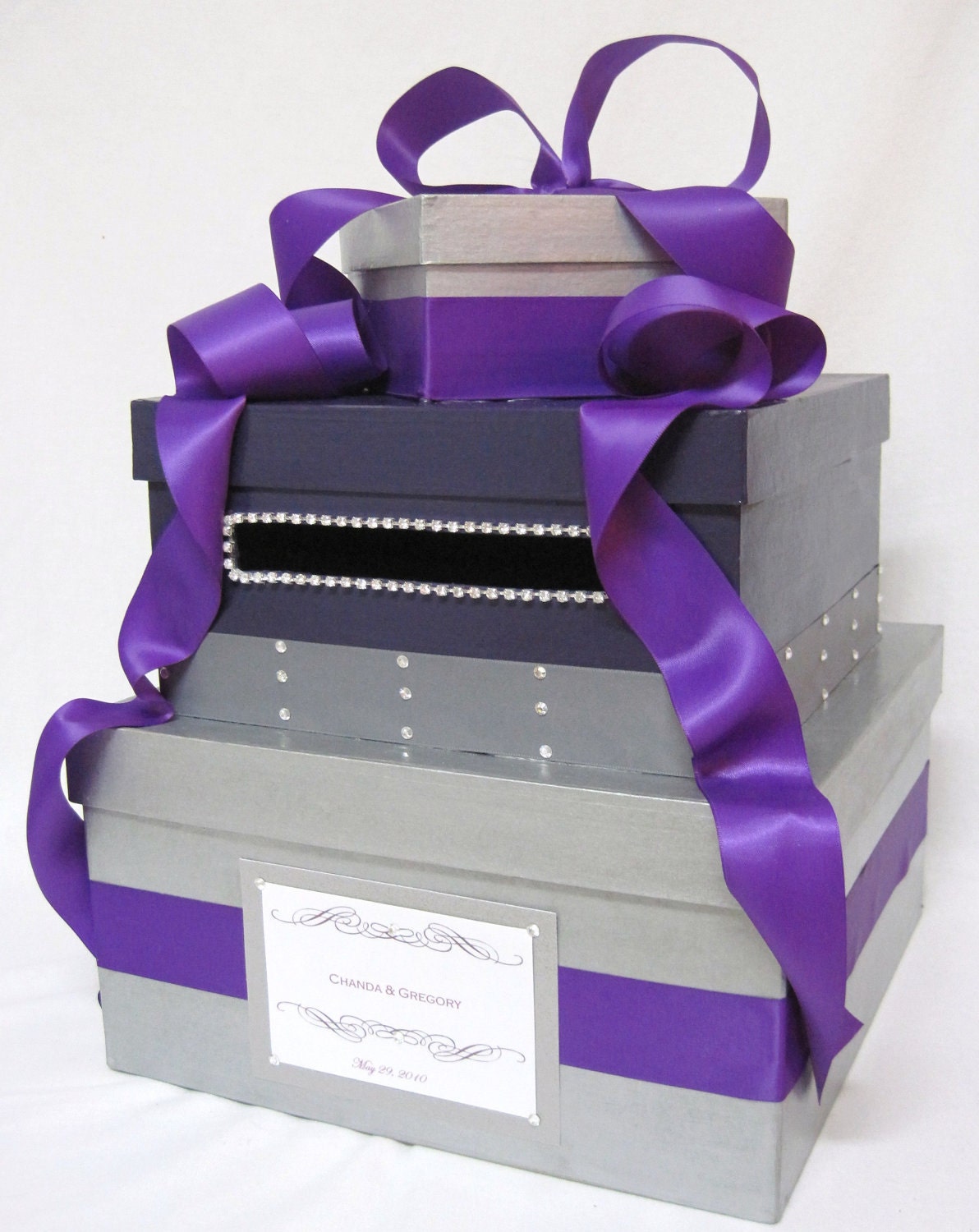 Perfect Purple Bling Wedding Card Box, money holder, gift box, wishing well