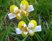 Butterfly Hair Clips - Yellow and White Victorian