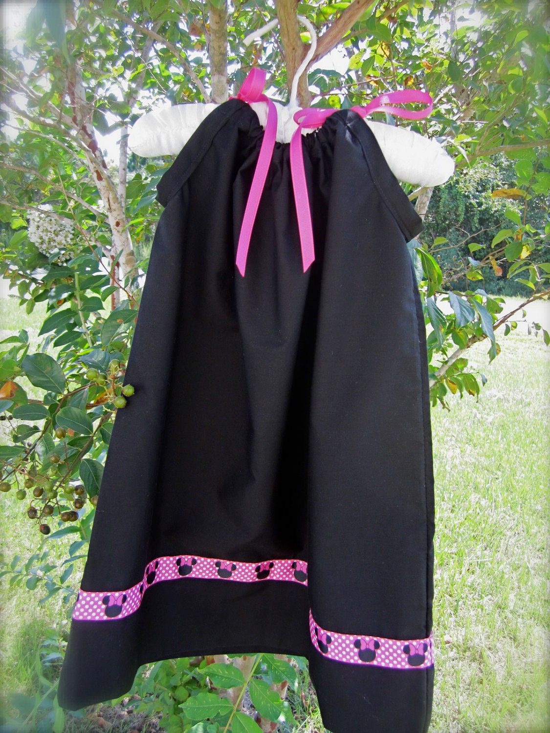 Disney Minnie Mouse Inspired Pillow Case Dress -  Pink & Black, Size 3T