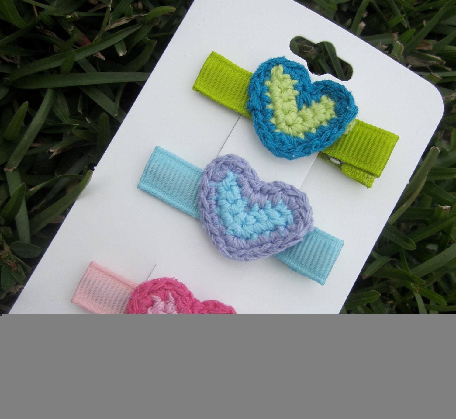 Heart Hair Clippies - Set of Three