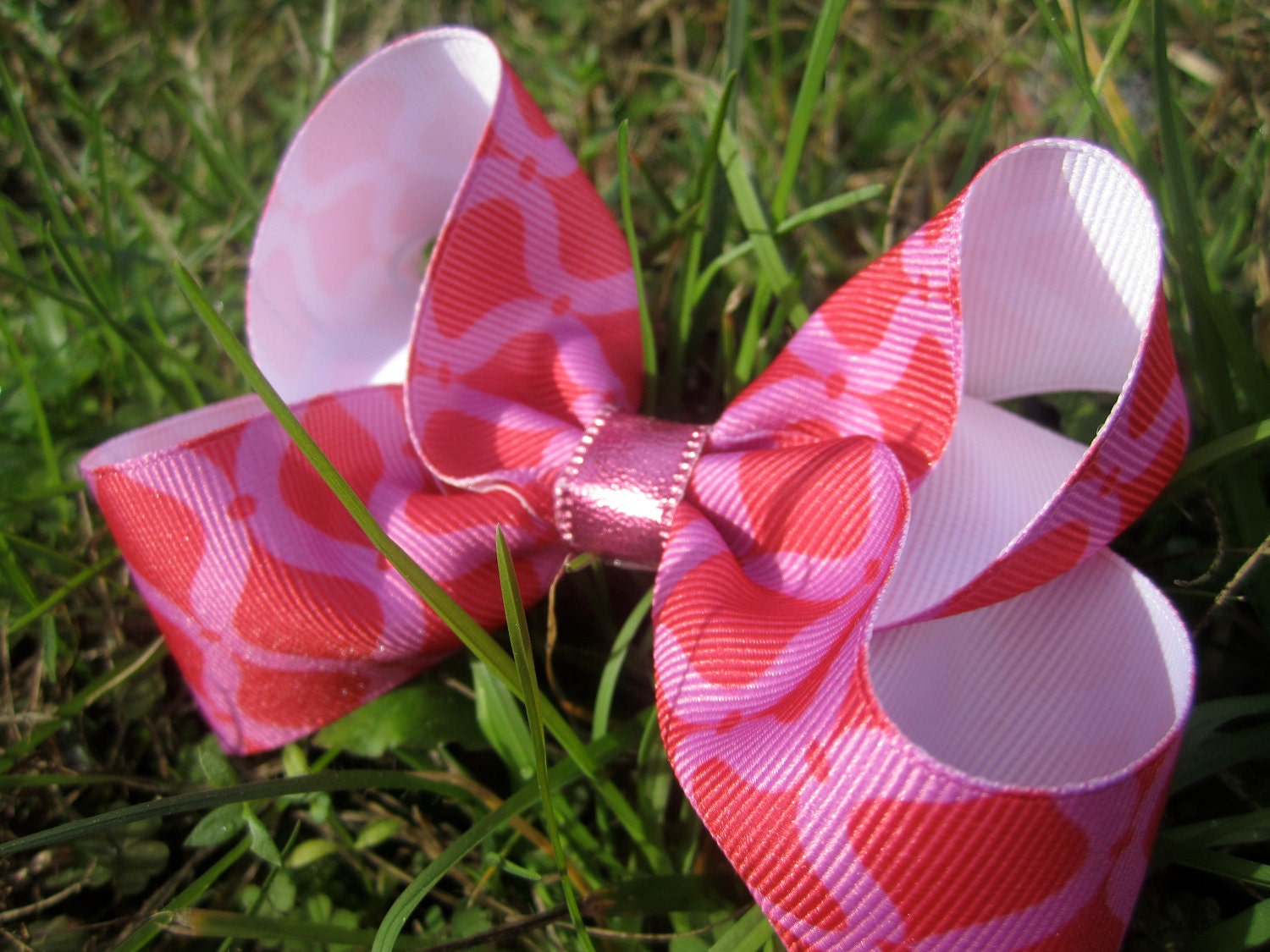 Medium 4" Hair Bow: Red & Pink Boutique Bow