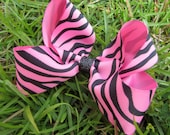Medium 4" Hair Bow: Pink & Black Zebra Print