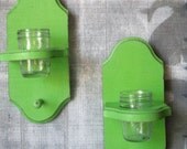 Shabby Chick Home Decor, A set of 2 Distressed Wood Wall Sconces, Many colors to choose from