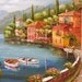 Along the Seashore 40 X 30 Huge Original Oil Painting Palette Knife Textured Flowers Sun French Street Windows Summer Sea Boat by Marchella