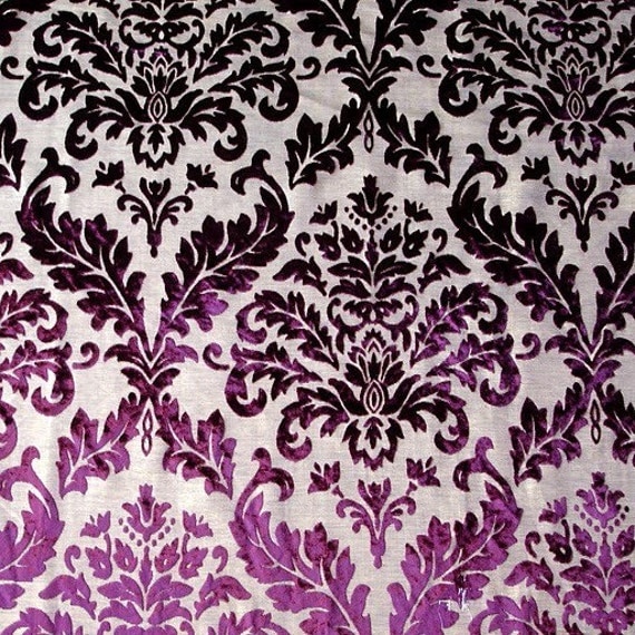 Damask Wine Fiesta Burnout Velvet on Fancy Fabric by FabricMart