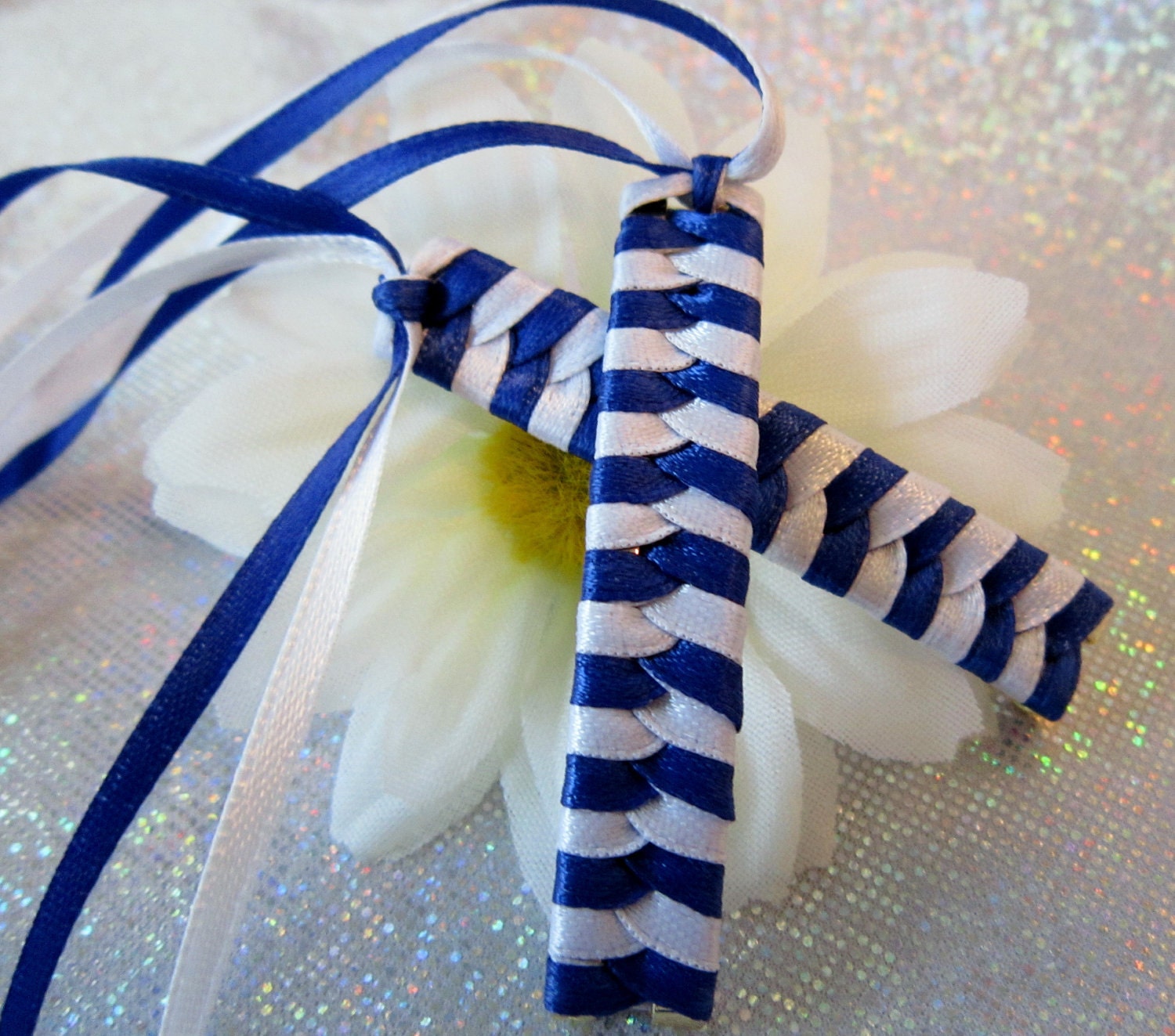Braided Ribbon Barrettes for Tweens  - Retro 80's Girl Hair Clip - School Uniform