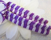 Retro 80's Braided Ribbon Barrettes - Purple and White Il_170x135