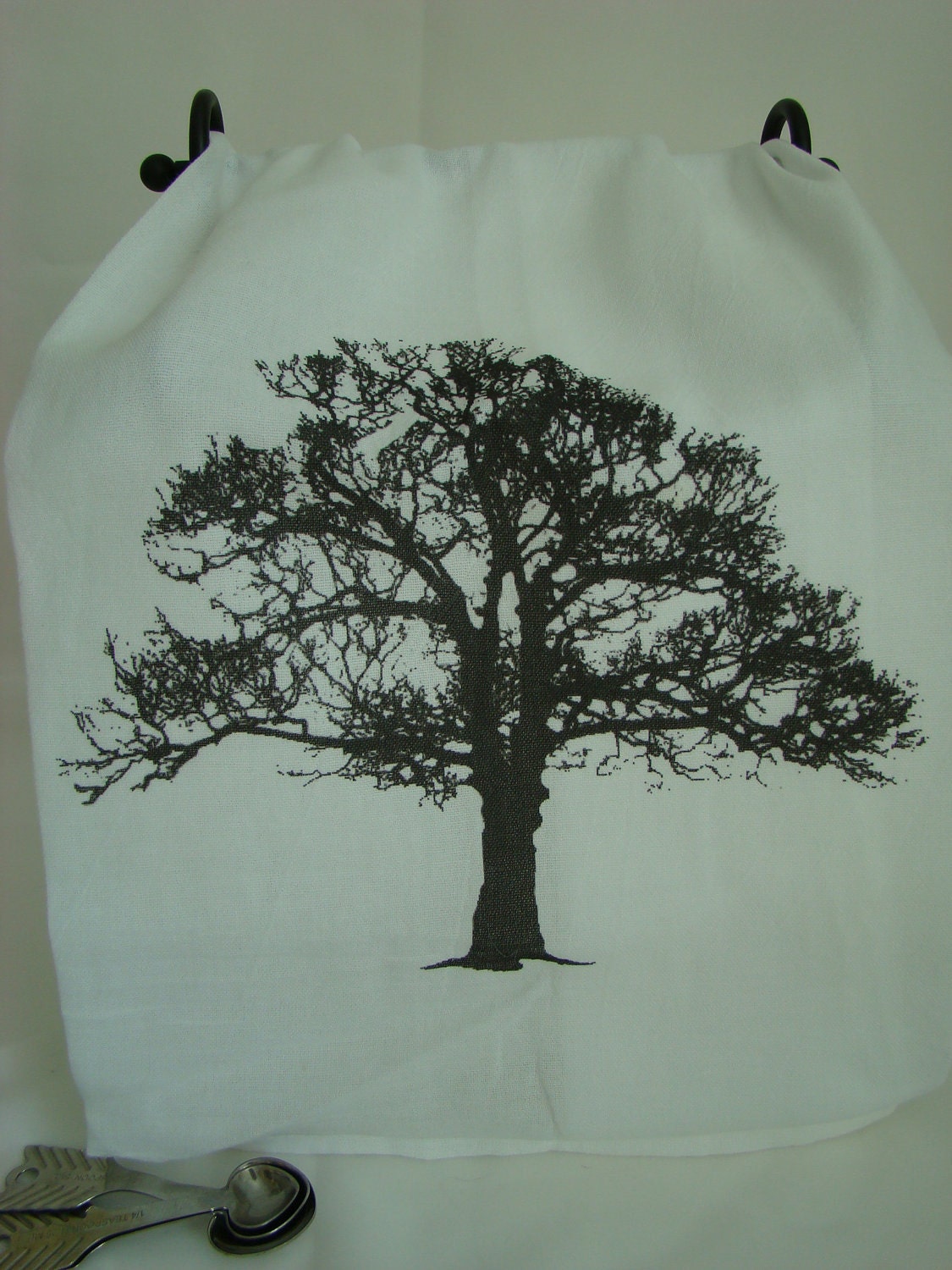 Tree  tea towel - flour sack towel - custom printed - Black and white