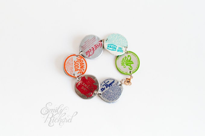 Bottle Cap Bracelet - Reversible Multi/Yellow