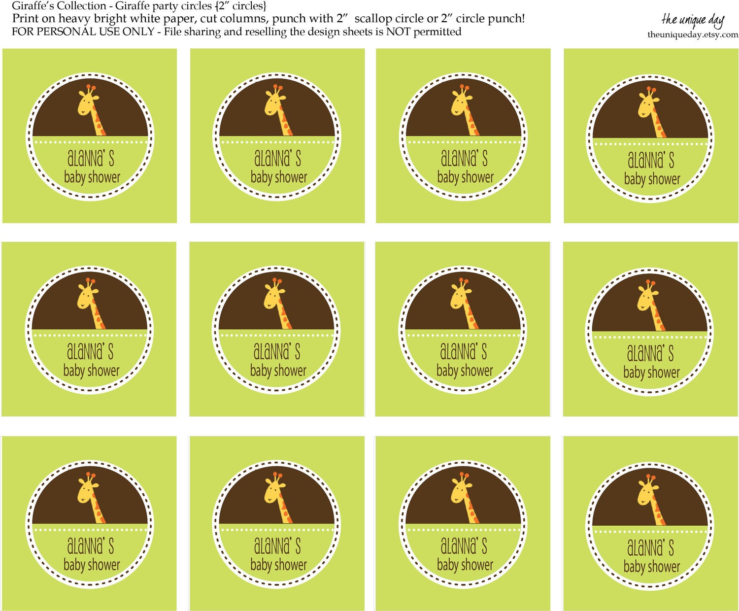 Printable Labels or Gift Tags - Baby Shower - Giraffe Il_170x135
