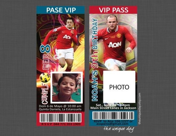 Party Invitation - Chicharito - Ronney - Manchester Team - Soccer Invitation Il_570xn