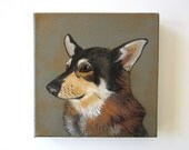 Custom Dog Painting Pet Portrait 8x8 Original Art Personalized Puppy Modern Canvas green black red tile studio