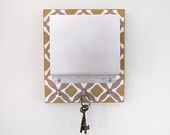 Mail Holder Office OASIS:  modern wall mount letter holder geometric organizer key holder green gray metal